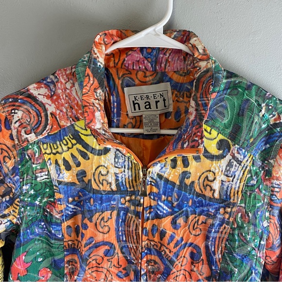 Vintage Keren Hart Floral Print Tapestry Womans Jacket Size Medium Colorful - Picture 6 of 13